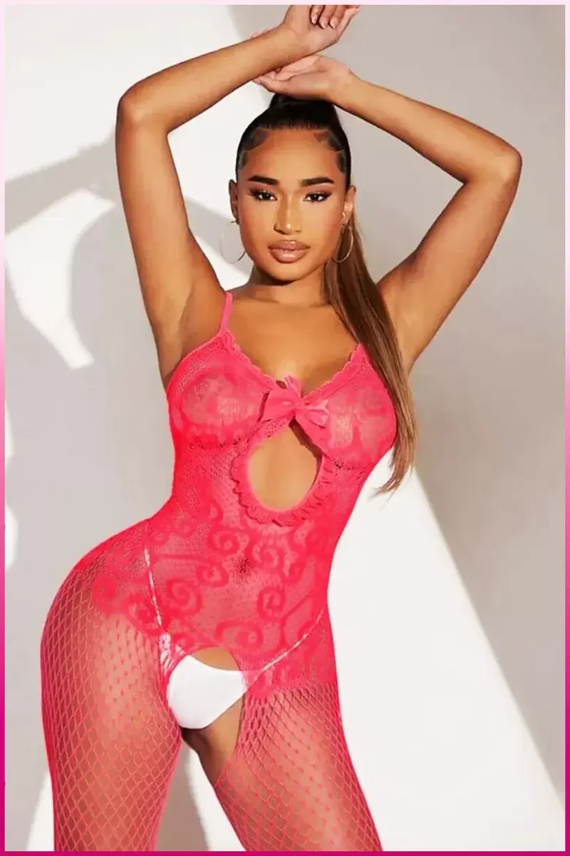 Pembe Fantezi Kadın Seksi  Vücut Çorabı