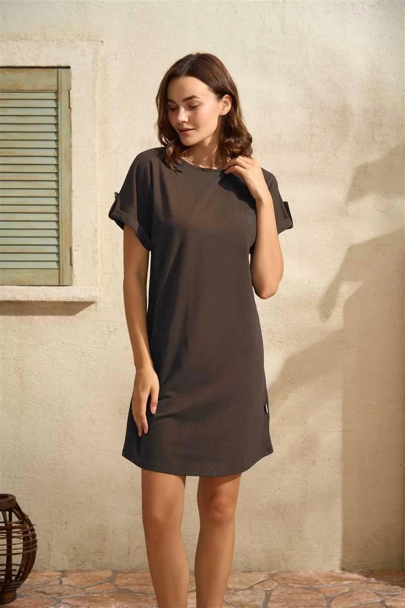 Günlük Kısa Kol Bisiklet Yaka Cotton Düz Yazlık Kısa Pijama Takımı