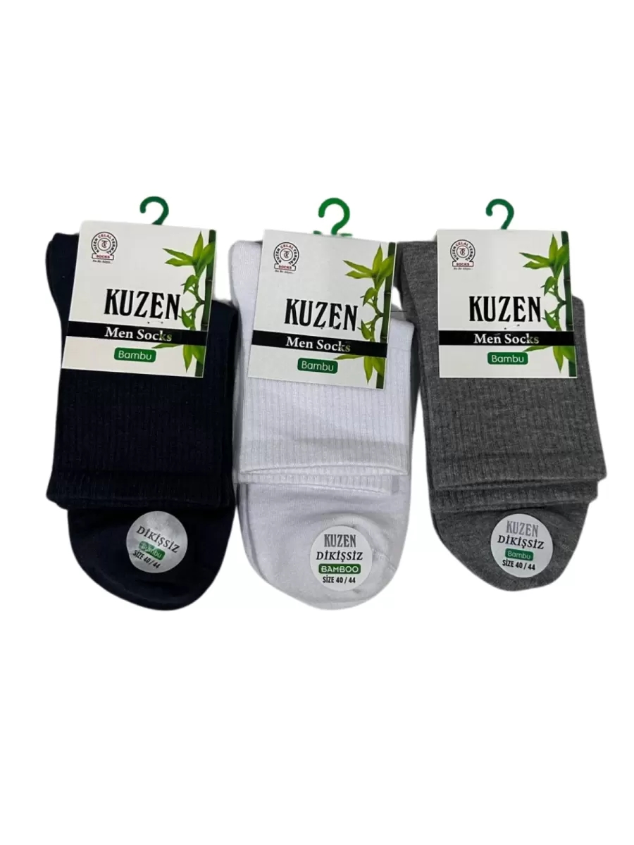 Kuzen Dikişsiz Yarım Konç Bambu Erkek Çorap