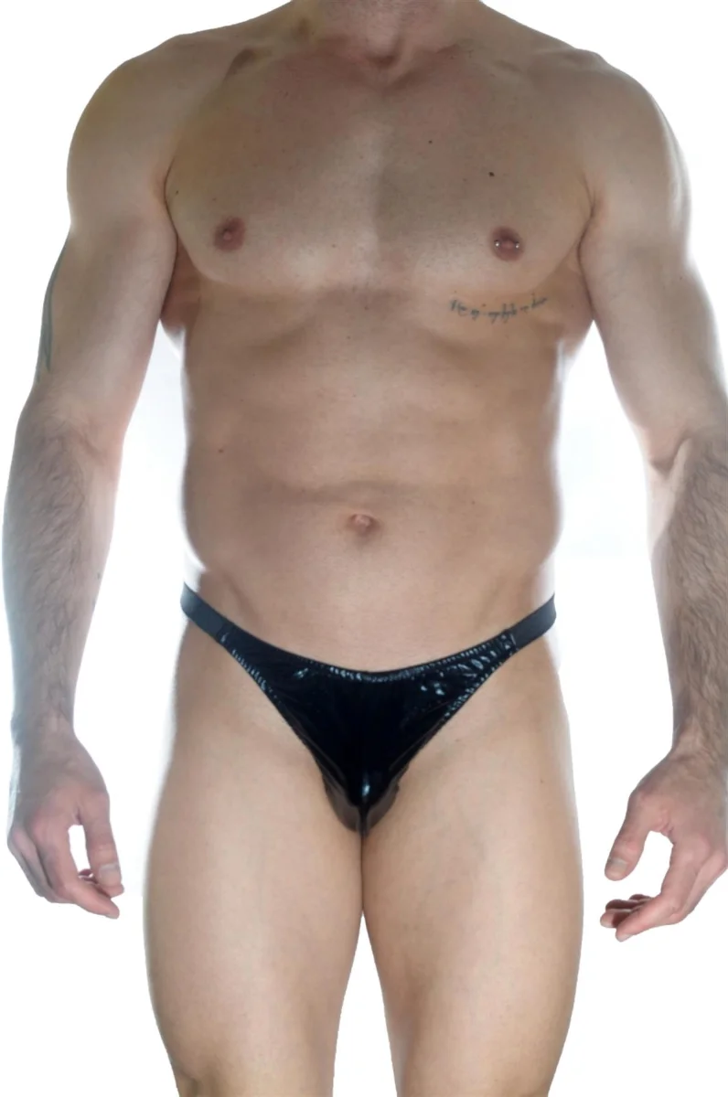 Erkek  Arkası Büzgülü Siyah Lame Brazillian Slip