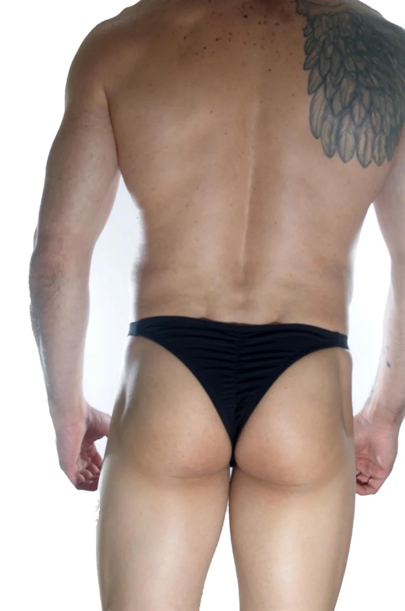 Erkek  Arkası Büzgülü Siyah Brazillian Slip