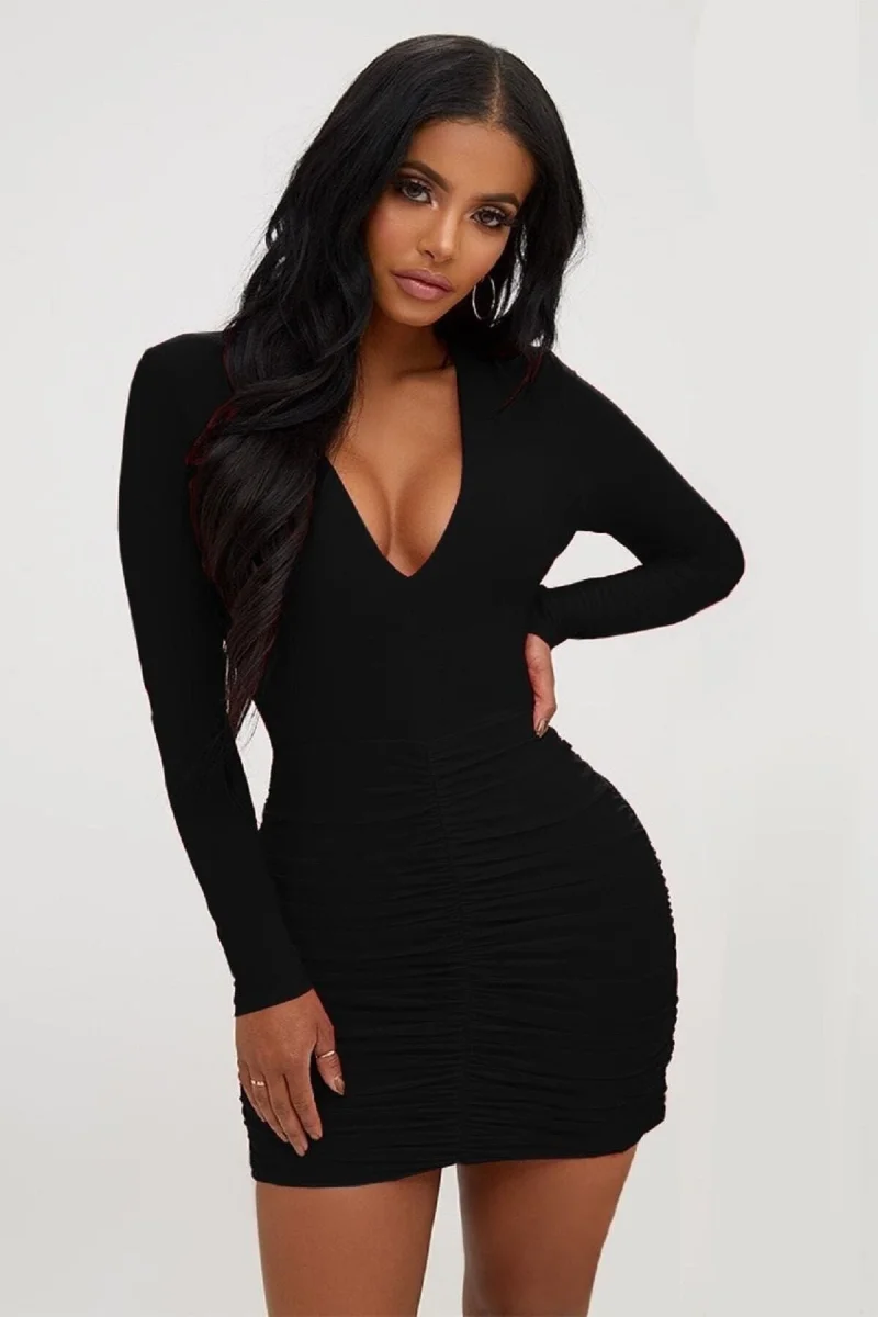 Büzgülü Mini Elbise