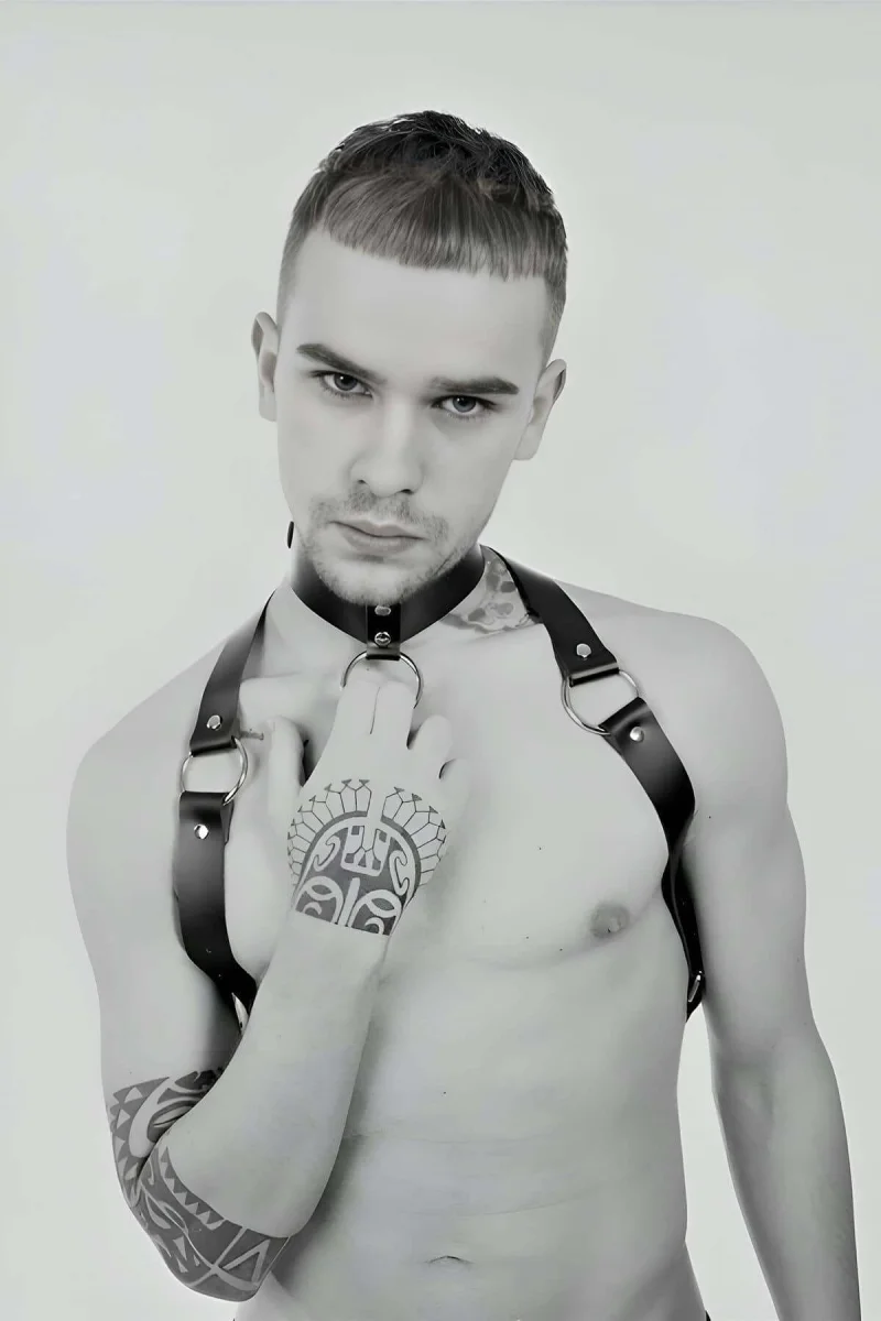 Tasmalı Seksi Deri Erkek  Harness - Brfm35