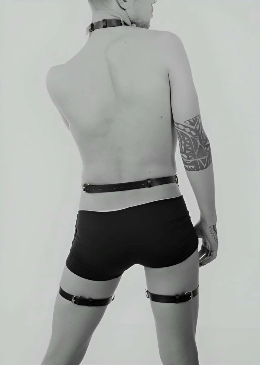 Deri Erkek  Jartiyer Harness Fantazi Giyim - Brfm34