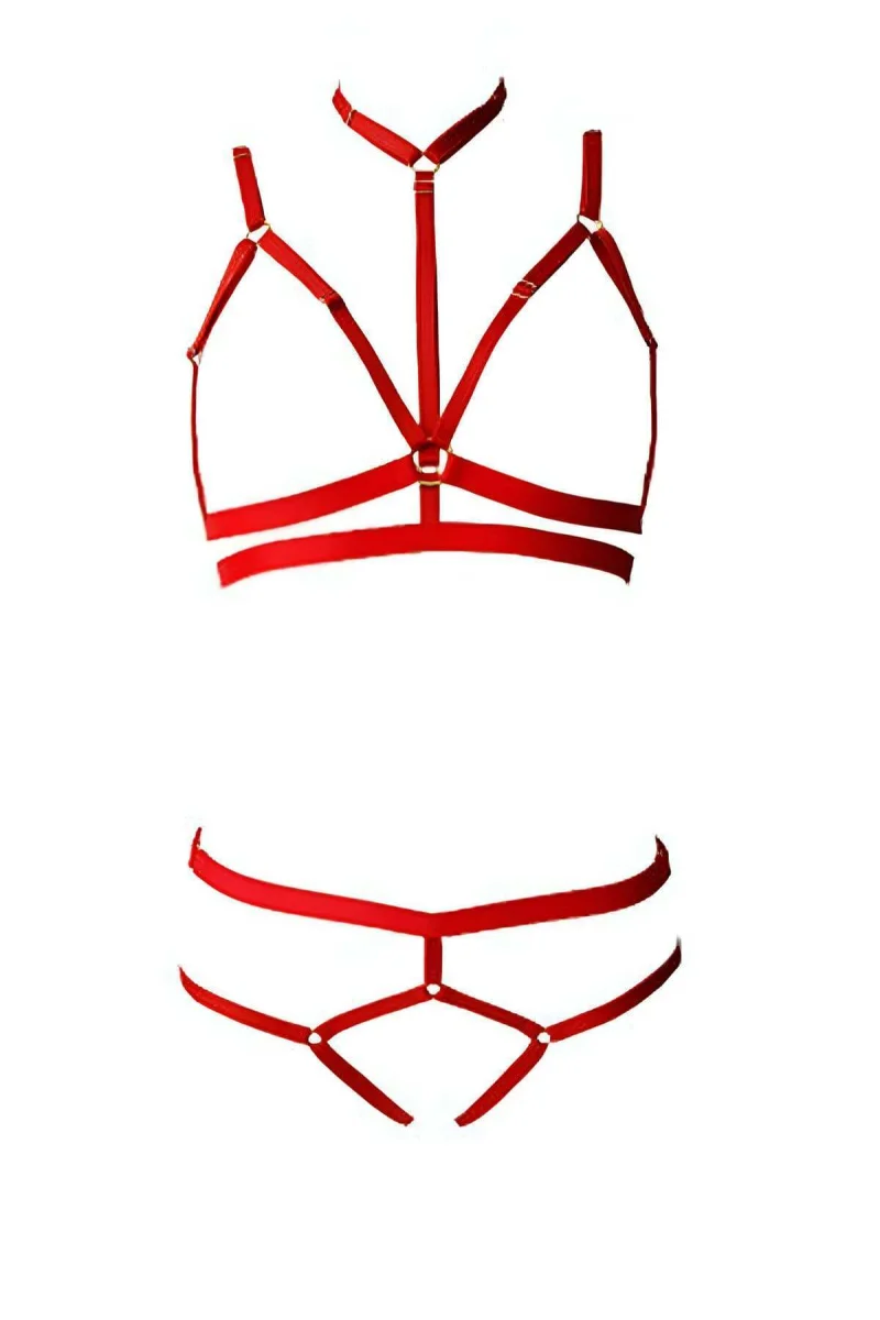 3 Parça Seksi Harness Sütyen Takım - Brf144