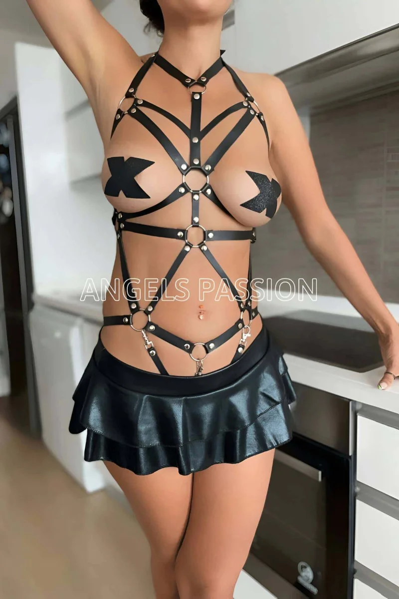 Seksi Deri Vücut Harness - Brf316