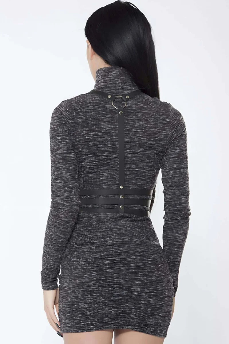 Göbek Üzeri 3 Sıralı Şık Deri Harness - Brf178