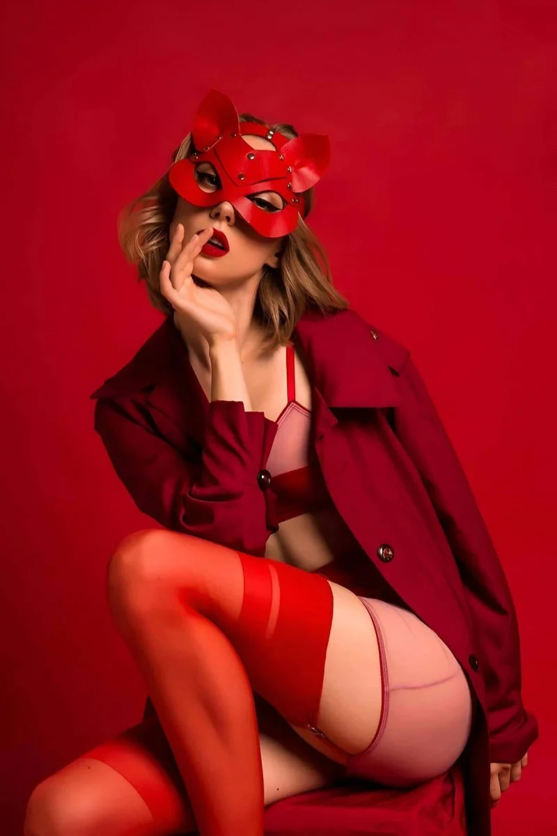 Kedi Kulaklı Deri Fantazi Maske - Brf782