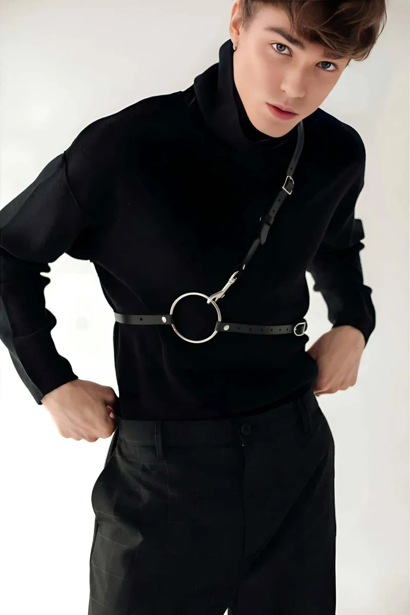 Omuz Detaylı Şık Erkek  Deri Kemer - Brfm110