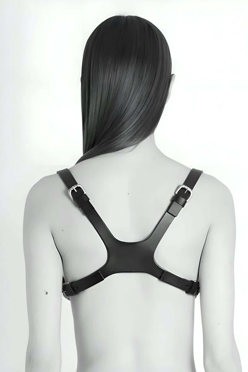 Kurukafa Tasarımlı Giysi Üzeri Giyilebilir Fantazi Seksi Deri Body Harness - Brf1153