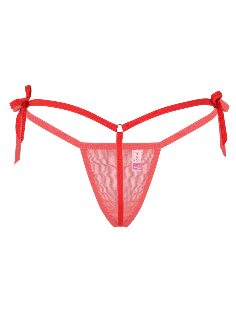 Bağcıklı Transparan Kadın Kırmızı İç Çamaşırı