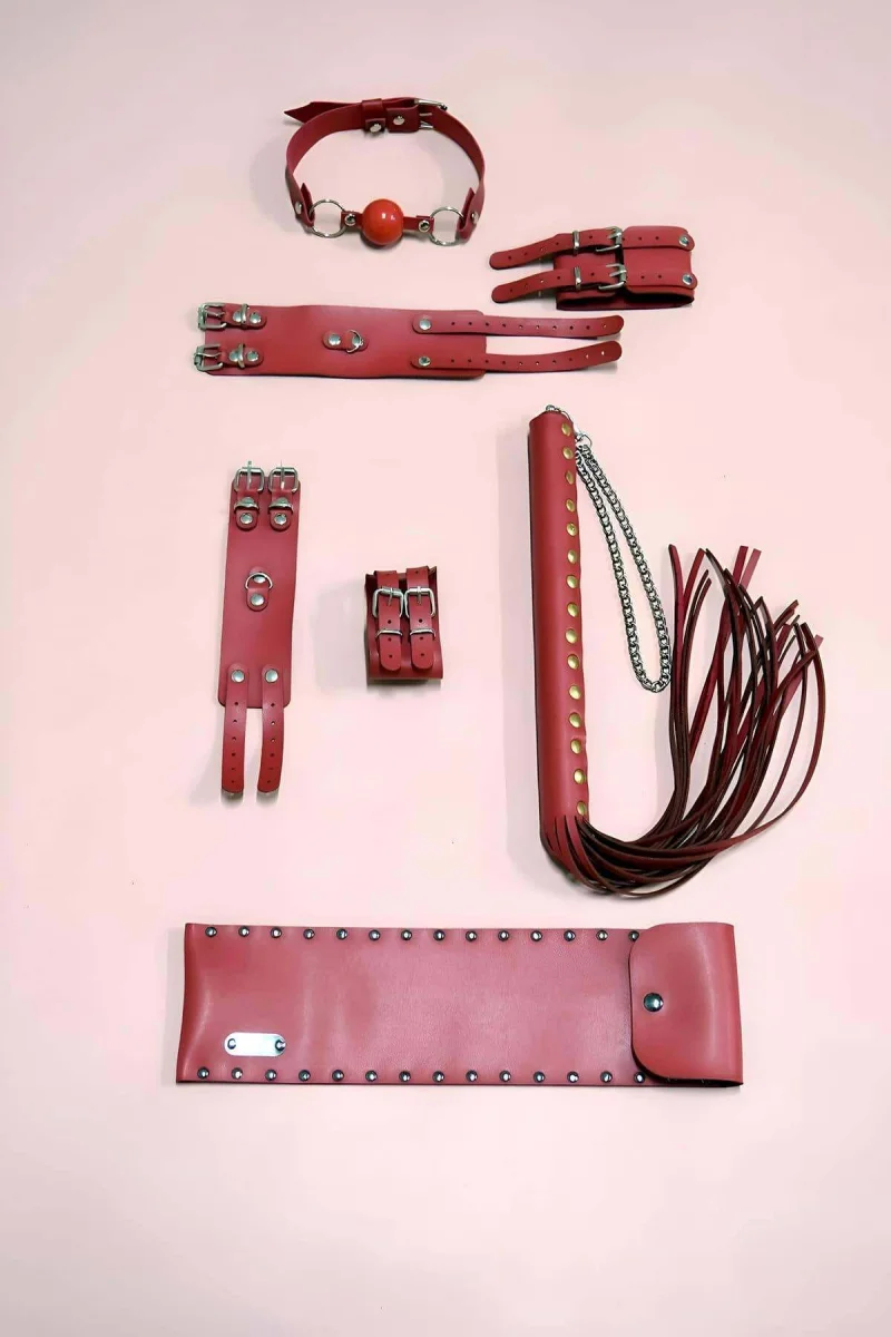 Kırbaç Kelepçe Takım 4'lü Set, El - Ayak Kelepçesi, Kırbaç, Ağız Topu - Brf1306