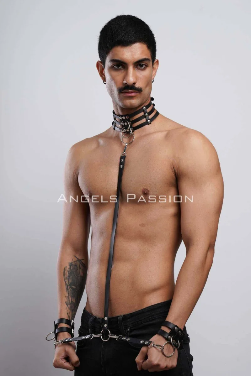 Fantazi Erkek  Tasma Bileklik Takım, Choker - Bileklik Takım - Brfm56