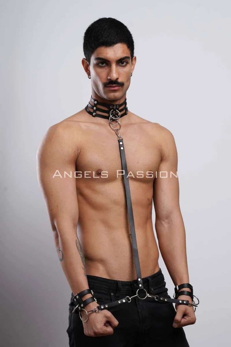 Fantazi Erkek  Tasma Bileklik Takım, Choker - Bileklik Takım - Brfm56