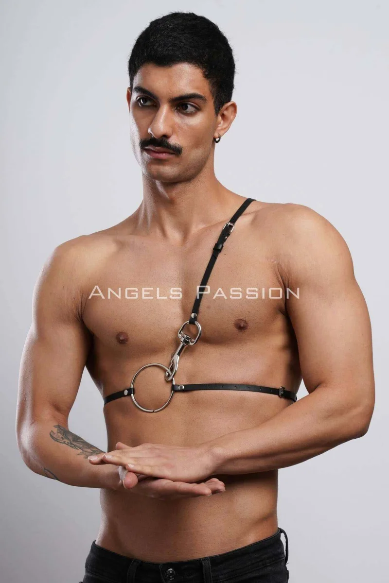 Omuz Detaylı Erkek  Deri Göğüs Harness, Gömlek Kemeri - Brfm110