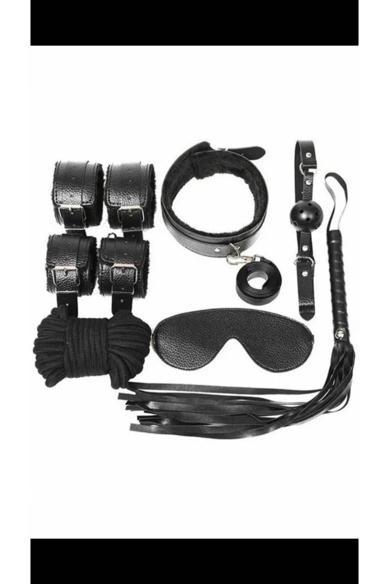 Kol Bacak İp Maske Kelepce Ağız Topu Kople Deri Set 700918