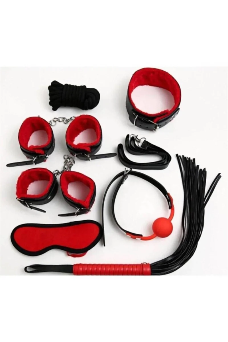 Kırmızı/siyah İçi Tüğlü Deri 7 Li Harnes Set 700033