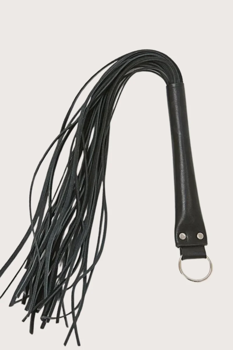 Deri Fantezi Harness Siyah Kırbaç