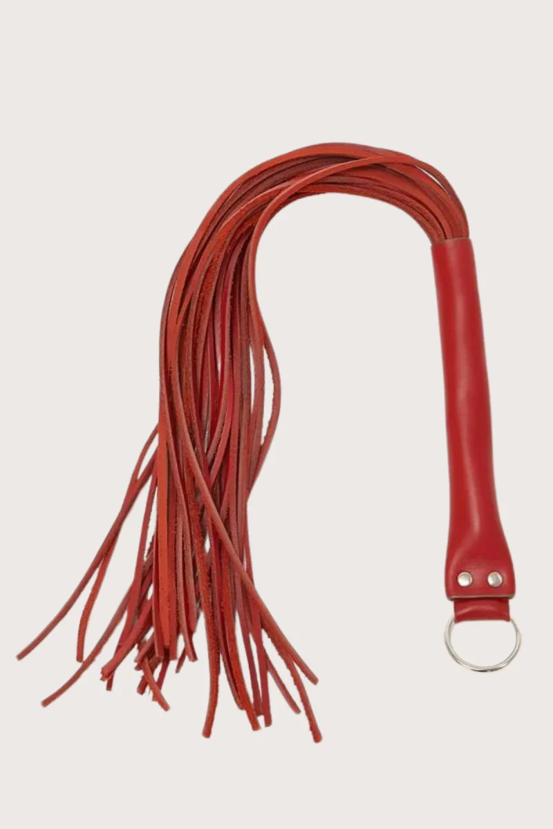 Deri Fantezi Harness Kırmızı Kırbaç