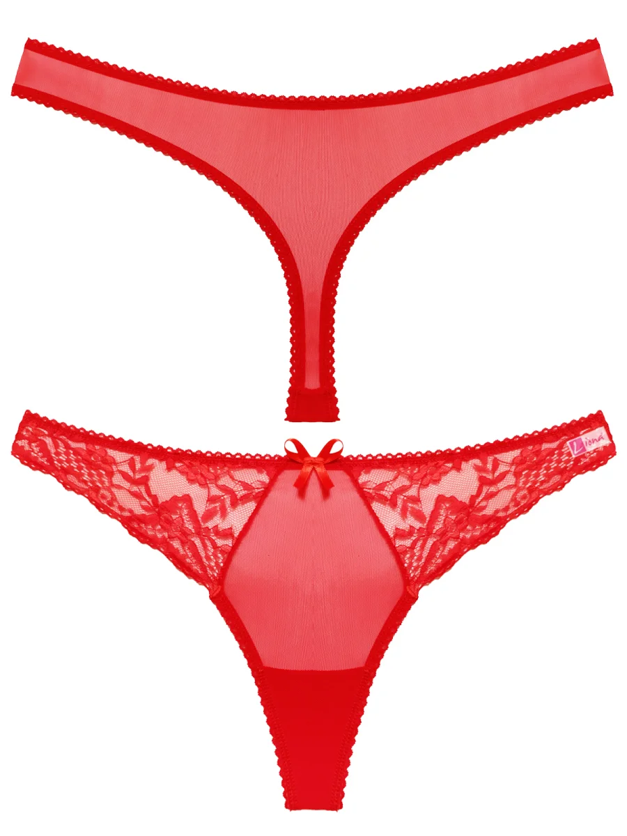 Kırmızı Dantelli Fantezi G String Külot