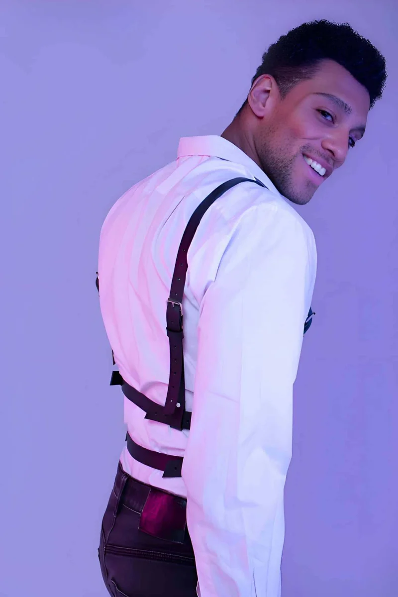 Şık Erkek  Deri Göğüs Harness - Brfm40