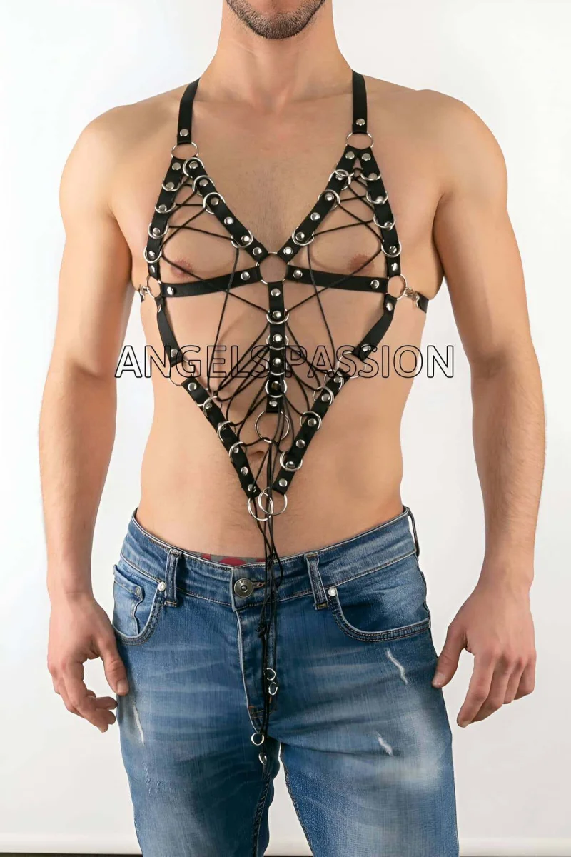 Göğüs Üzeri Lastik Harness - Seksi Erkek  Lastik Harness Modelleri - Lastik Gay İç Giyim - Brfm70