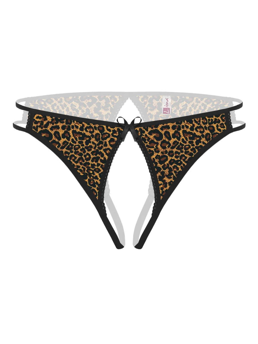 Ağı Açık Leopar Desenli Fantezi Külot String