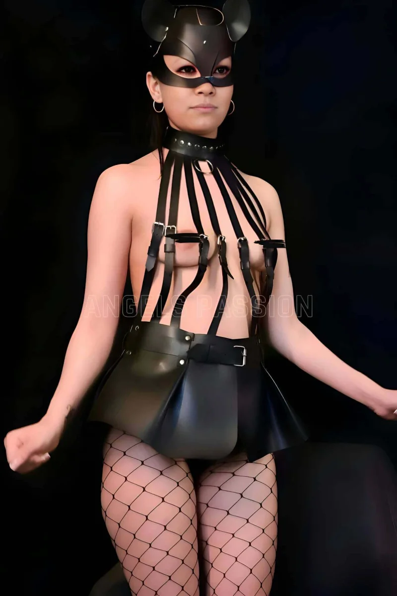 Büstiyer Ve Choker Görünümlü Şık Etek Harness - Brf998