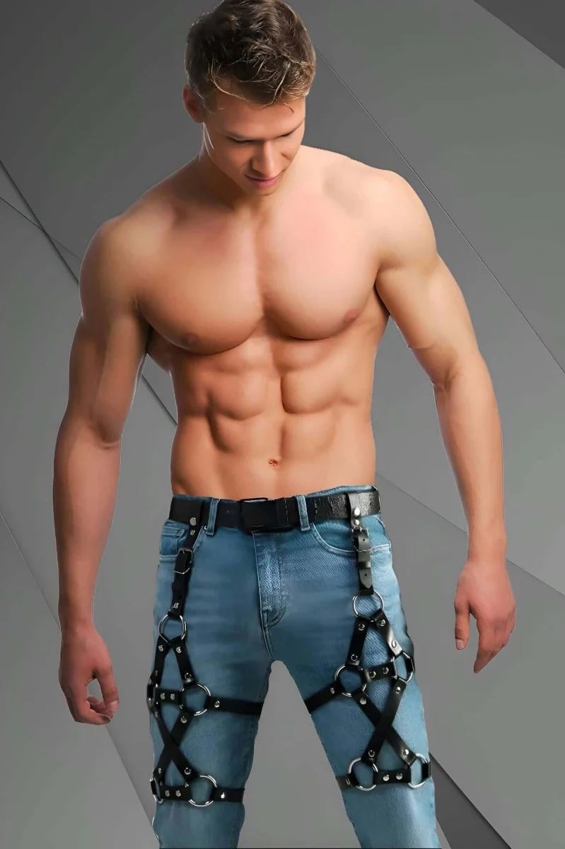 Erkek  Deri Bacak Harness, Bacak Aksesuar, Kot Aksesuar, Partywear - Brfm201