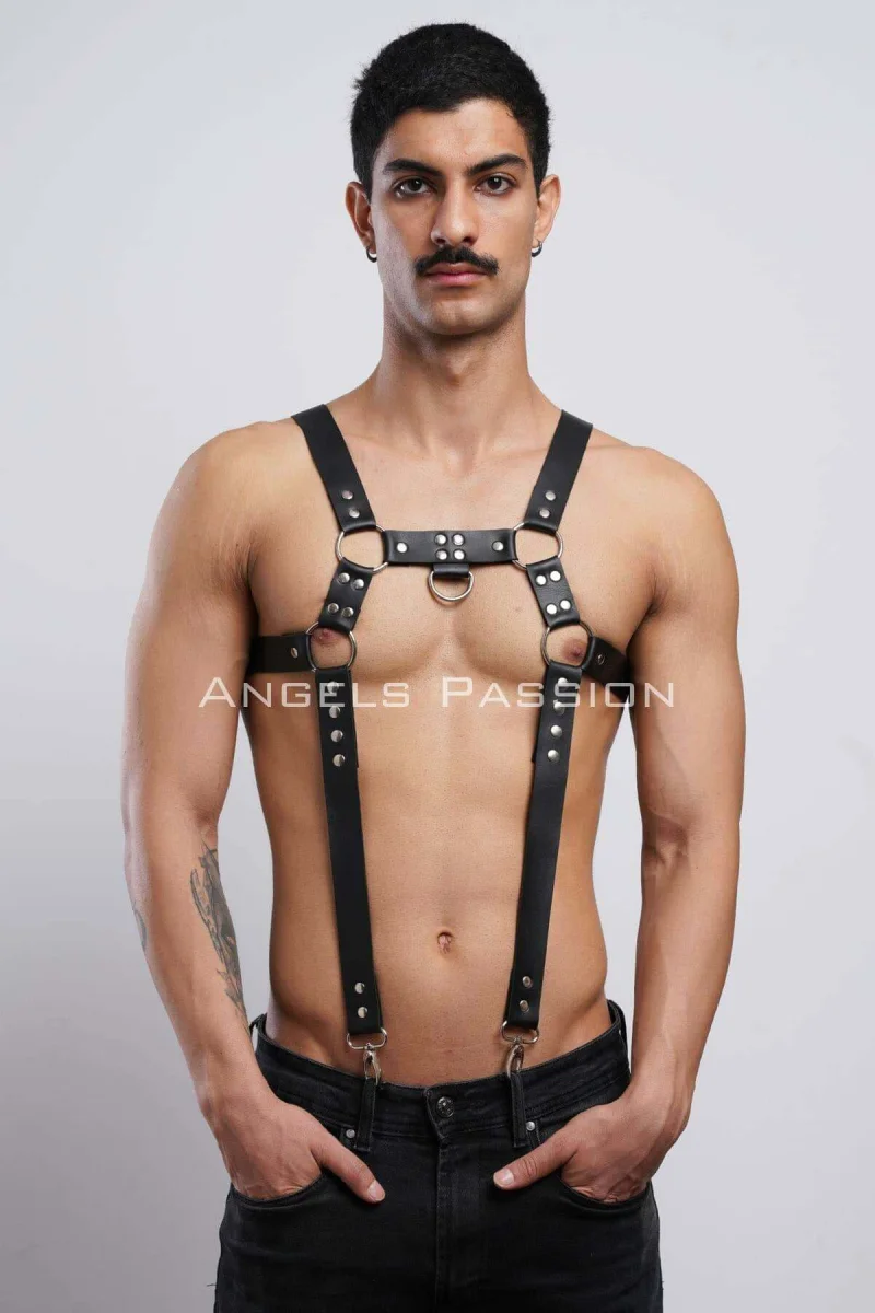 Erkek  Göğüs Harness, Erkek  Deri Pantolon Askısı, Erkek  Clubwear - Brfm23