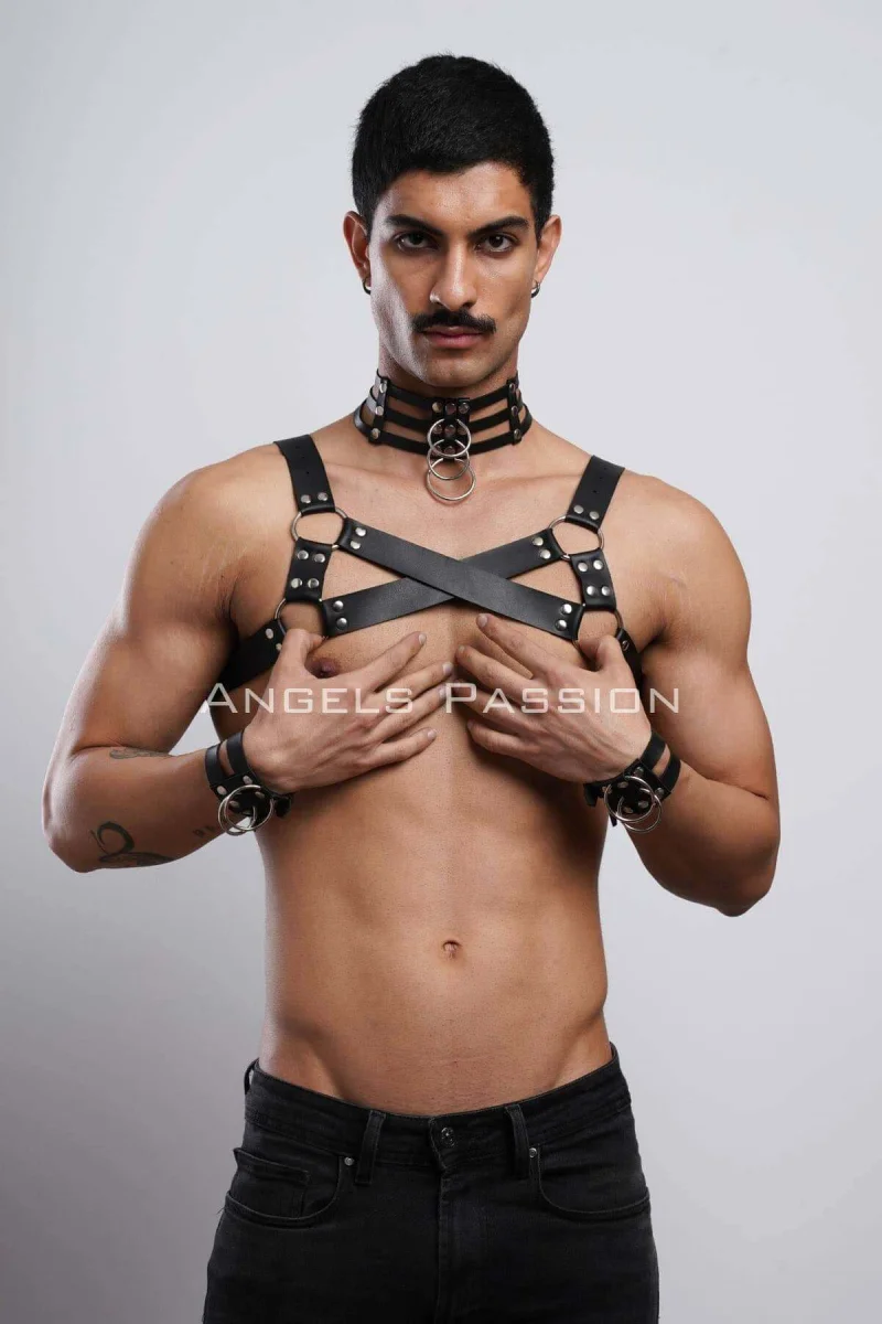 Gay Fantazi Giyim, Erkek  Partywear, Tecnowear, Erkek  Göğüs Harness- Brfm55
