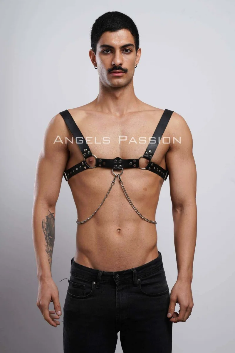 Erkek  Gömlek Kemeri, Zincirli Göğüs Harness, Partywear, Clubwear - Brfm109