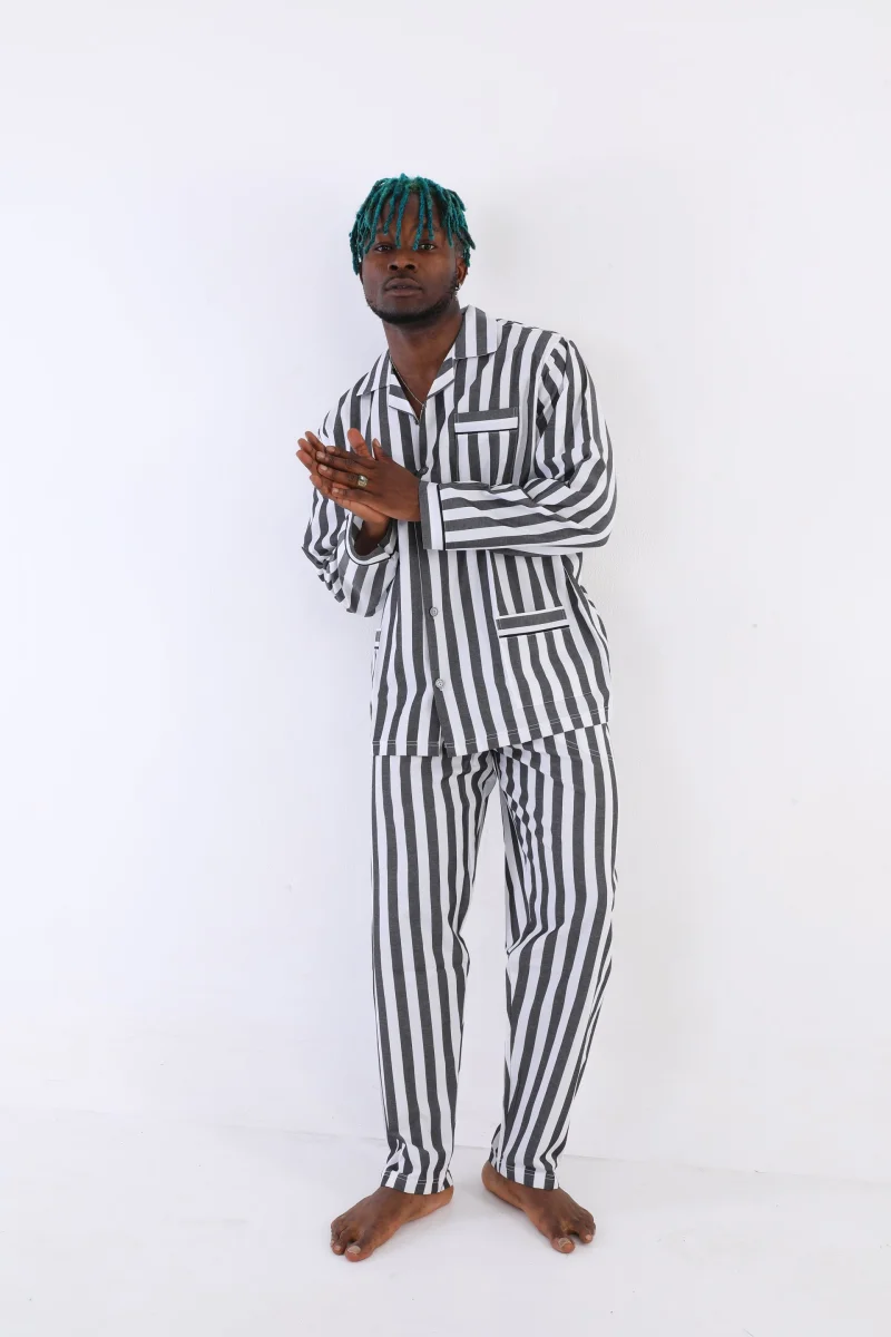 4007 Uzun Kol Çizgili Gaffur Erkek  Pijama Takım