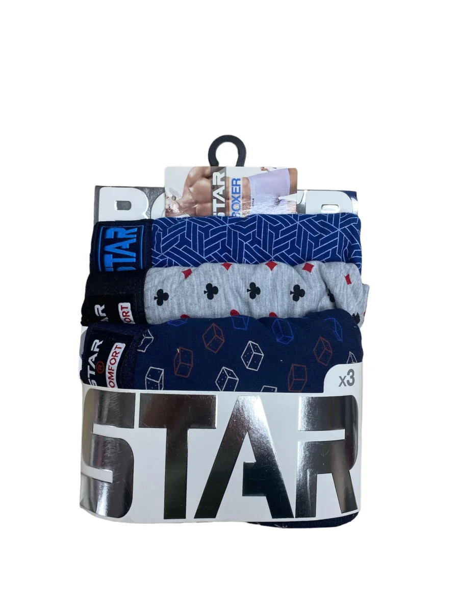 Star 105 Desenli Jakar Erkek  3'lü Kemer Boxer