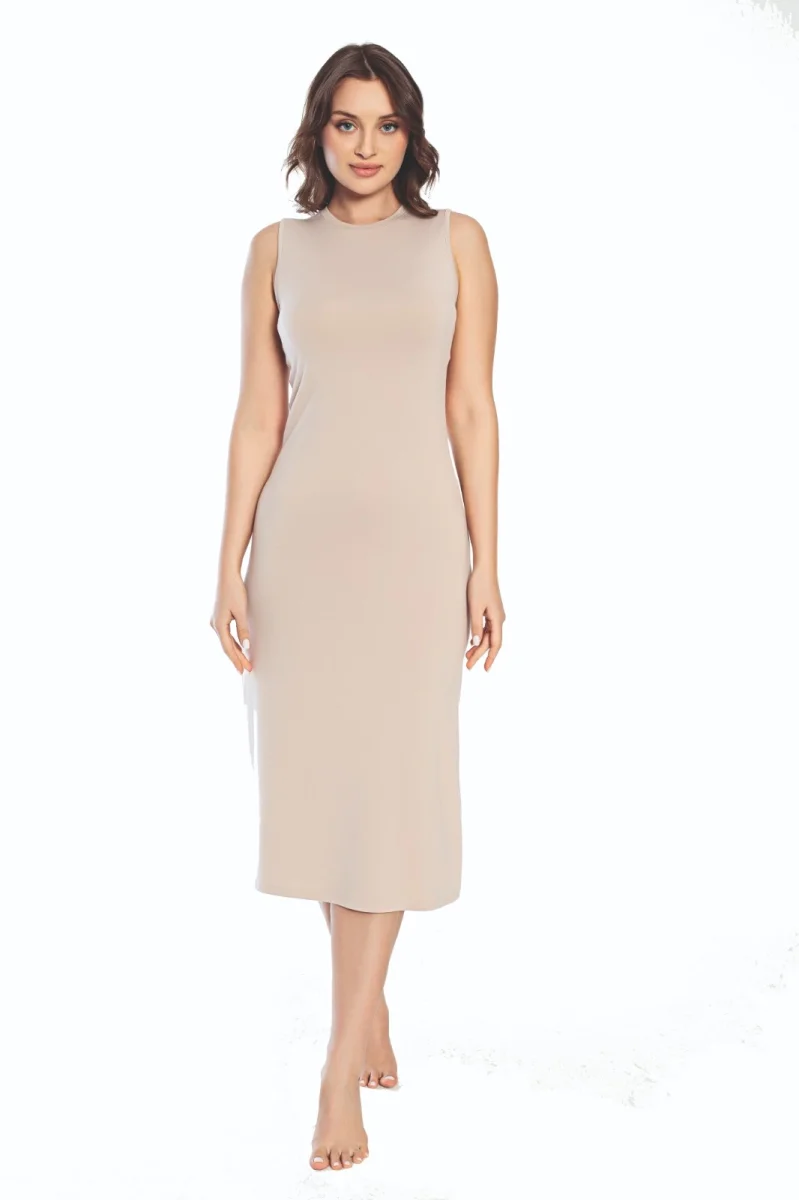 3164 Kalın Askı Uzun Viskon Elbise Kombinezon