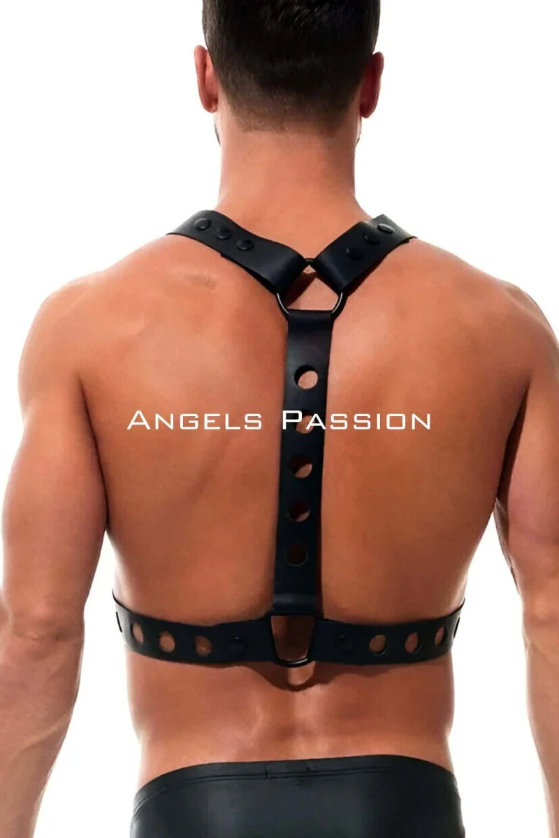 Yuvarlak Detaylı X Harness - Şık Erkek  Göğüs Harness, Deri Harness - Brfm219