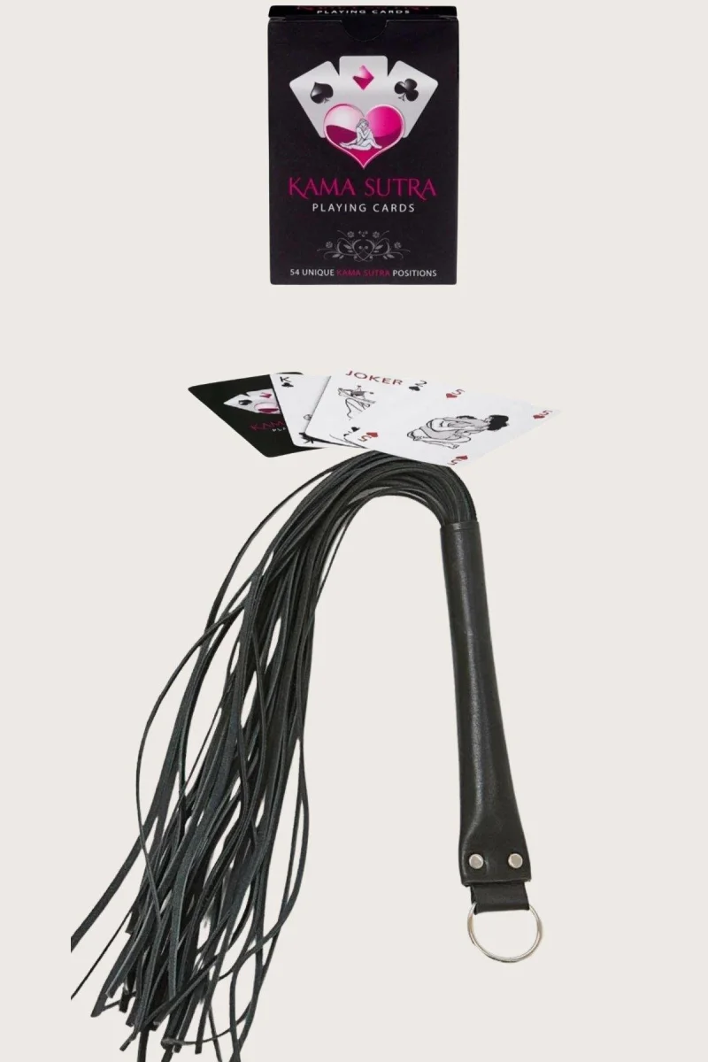 Sexy Görselli Oyun Kartı Kama Sutra Siyah Kırbaç Set
