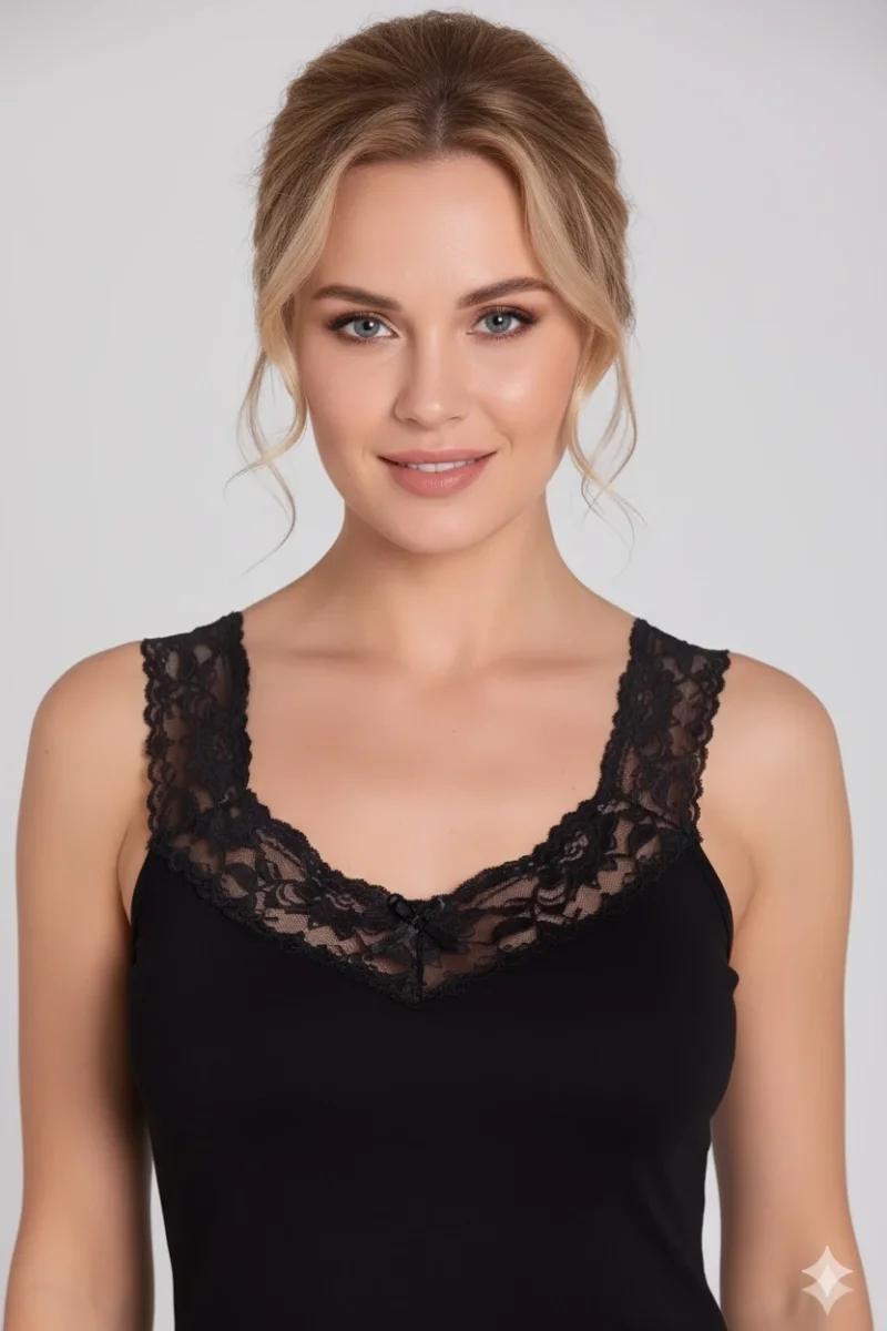 Şahinler Yaka Ve Askıları Dantelli Ribana Atlet B605