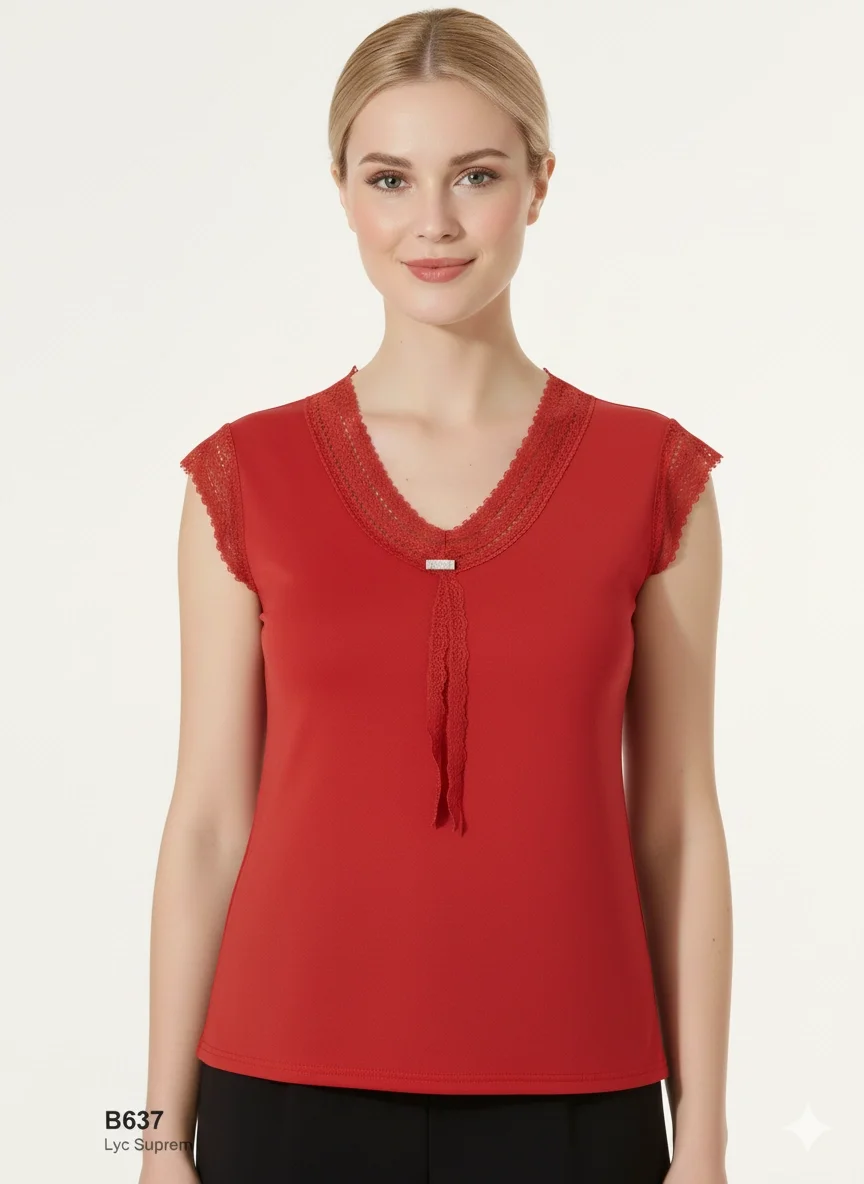 Şahinler Dantelli Taşlı Yarım Kol Atlet B637