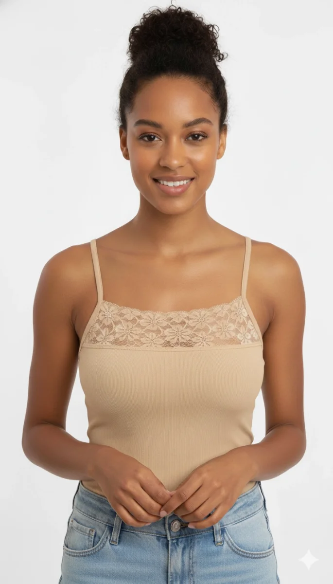 Şahinler Dar Dantel İp Askılı Ten B607