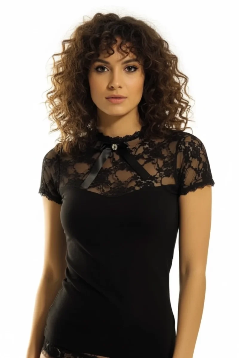 2140 Geniş Dantelli K.kollu Elastane