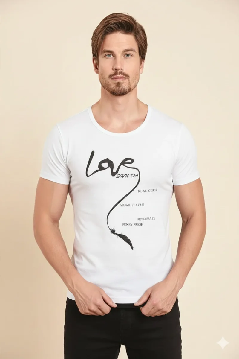 Berrak Erkek  Love Baskılı T Shirt 1037