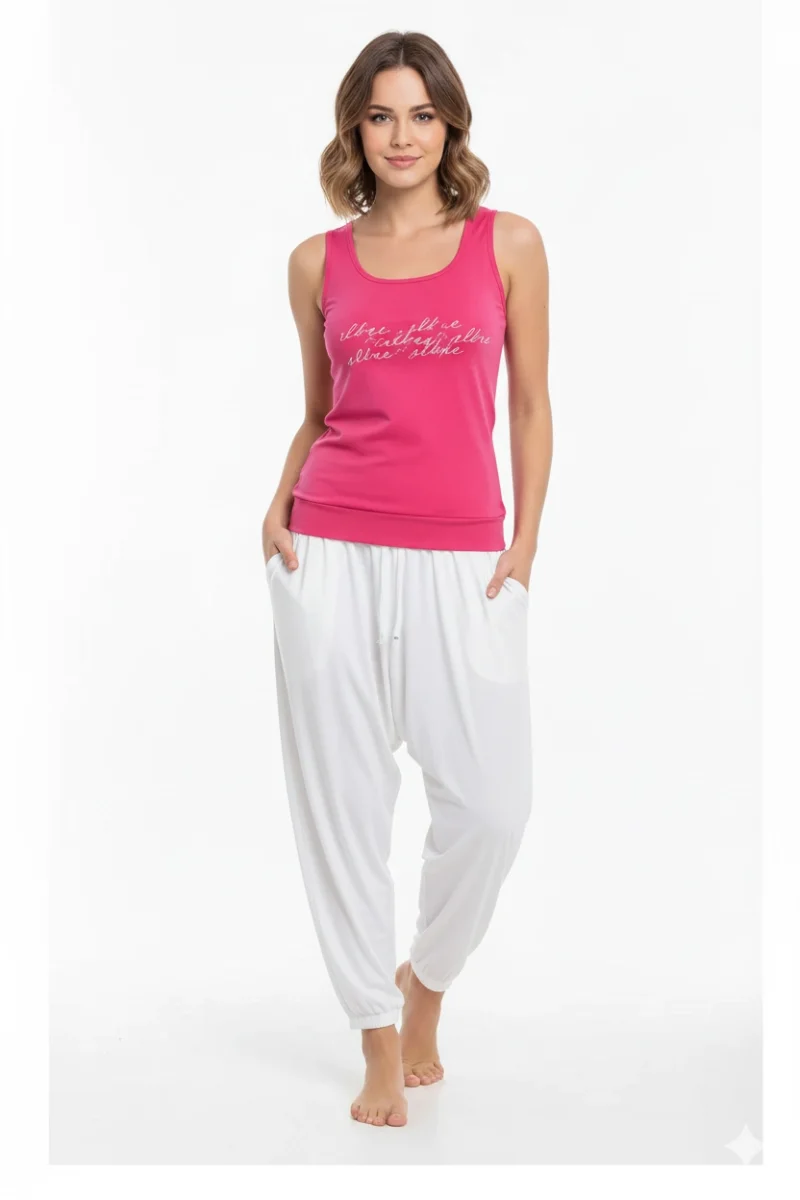 Bayan Yazlık Poly Şalvarlı Pijama 21519