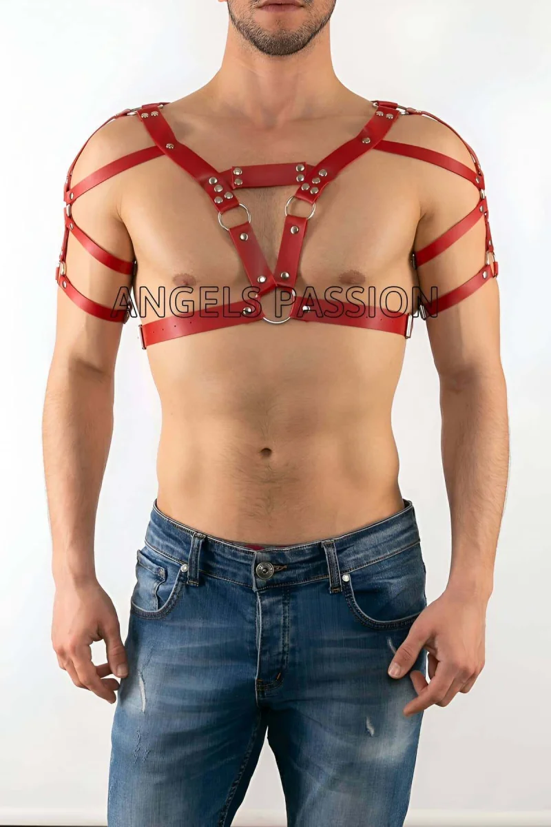 Deri Erkek  Göğüs, Omuz Harness, Erkek  Dansçı Giyim - Brfm6