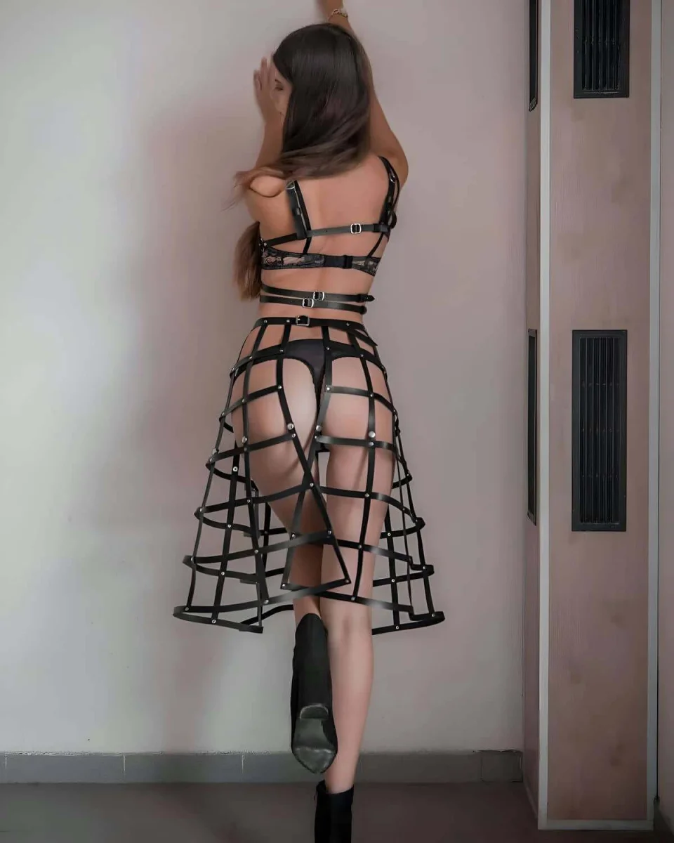 Kafes Tasarımlı Deri Alt Ve Üst Takım, Festival Kostümleri - Brf1013