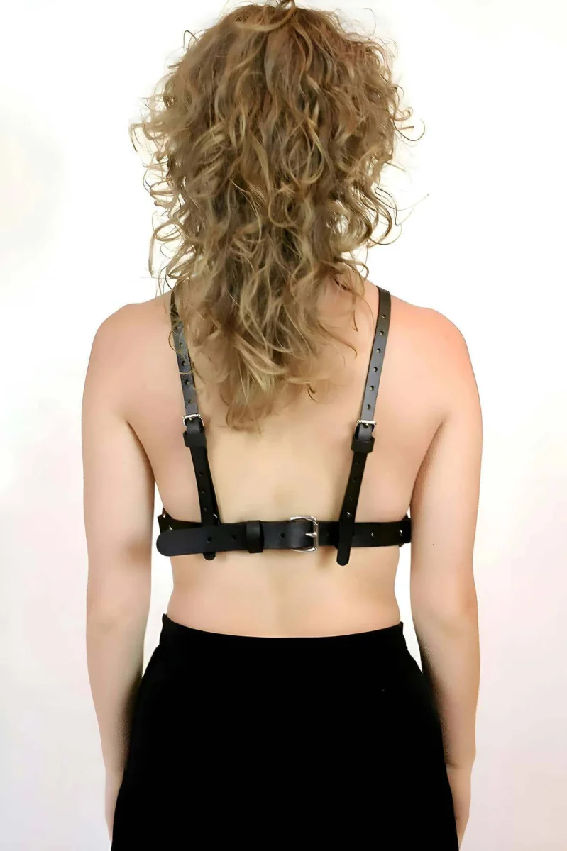 Şık Deri Göğüs Kemer Ve Çivili Tasma - Brf1299