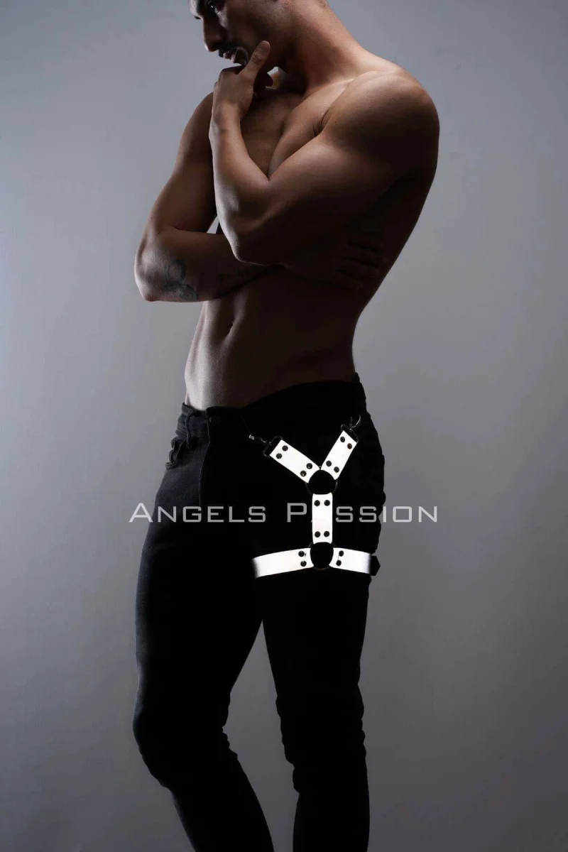 Reflektörlü (karanlıkta Yansıyan) Erkek  Bacak Harness, Şık Parti Aksesuarı - Brfm51