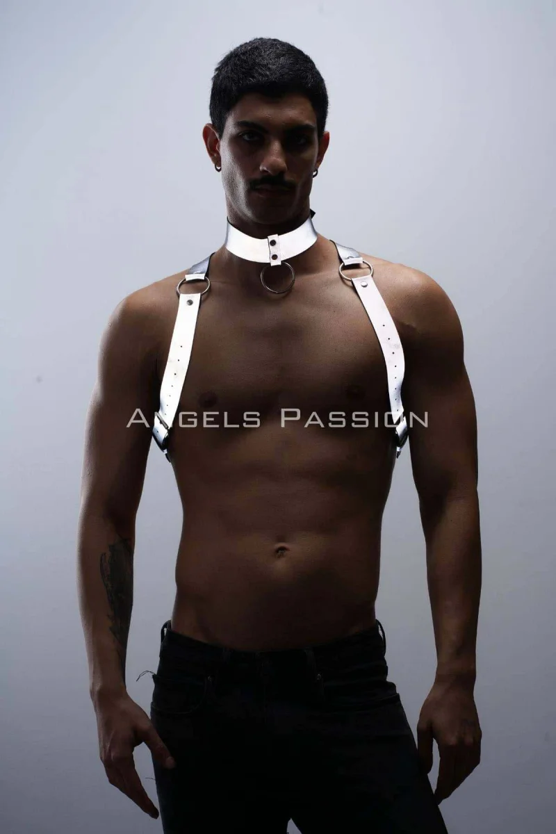 Karanlıkta Parlayan (reflektörlü) Choker Ve Göğüs Harness Takım, Clubwear - Brfm35