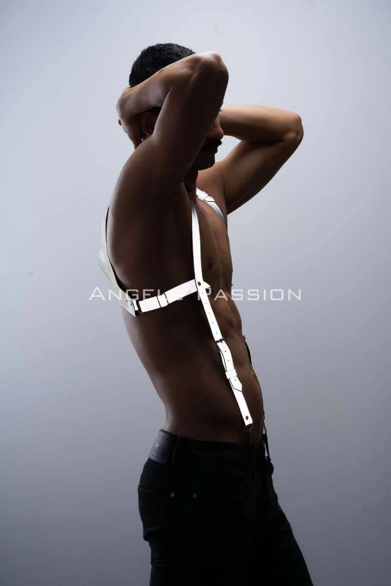 Karanlıkta Parlayan - Reflektörlü Pantolon Askısı, Erkek  Göğüs Harness - Reflektörlü Clubwear - Brfm135