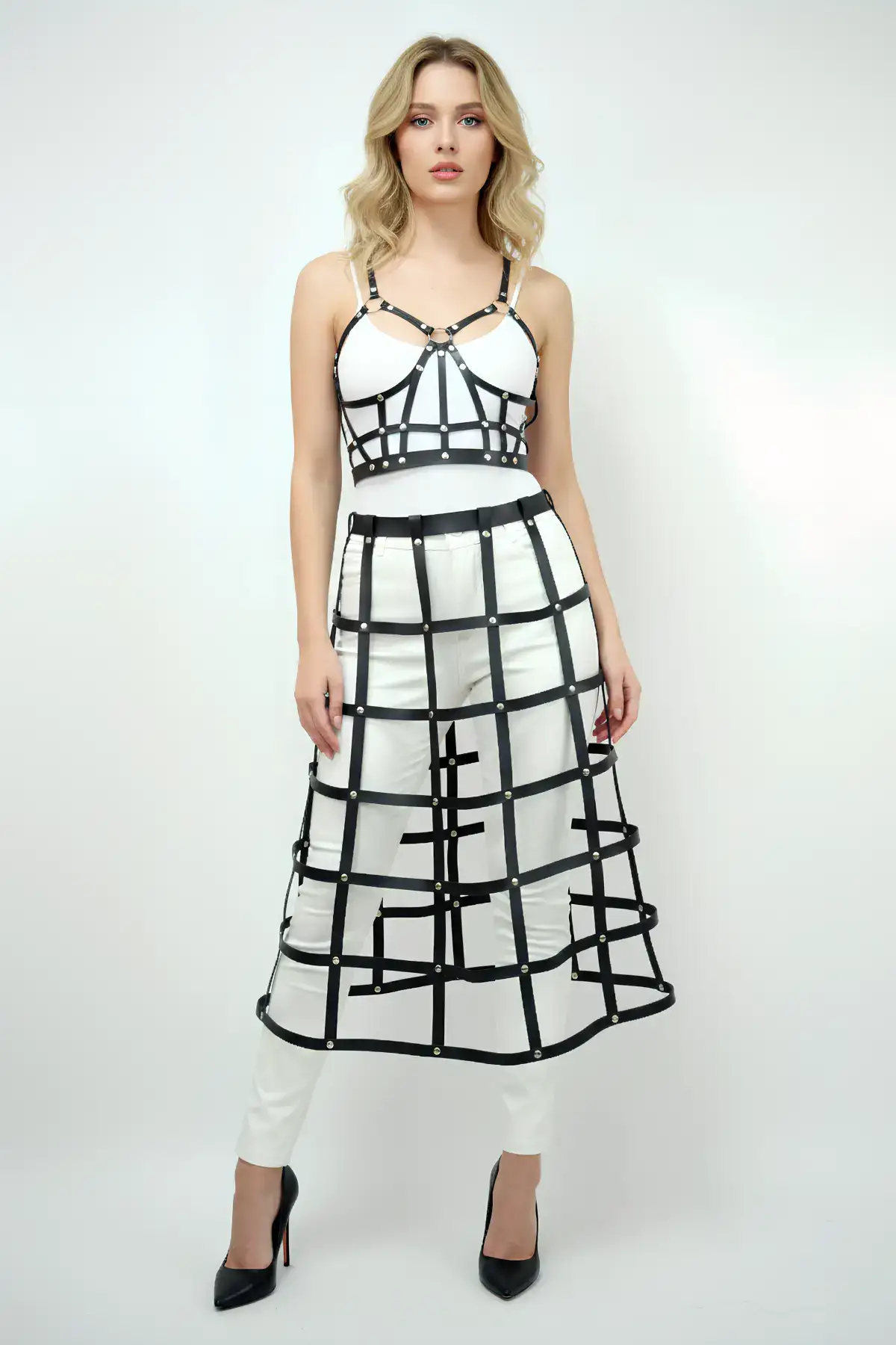 Deri Etek Ve Deri Göğüs Harness Takım, Cosplaywear - Brf1013